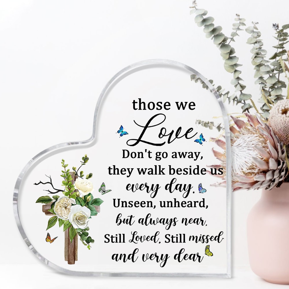 Heart Sympathy Bereavement Gift, Acrylic Memorial Gift, Loss of Loved One Remembrance Table Decor for Mom
