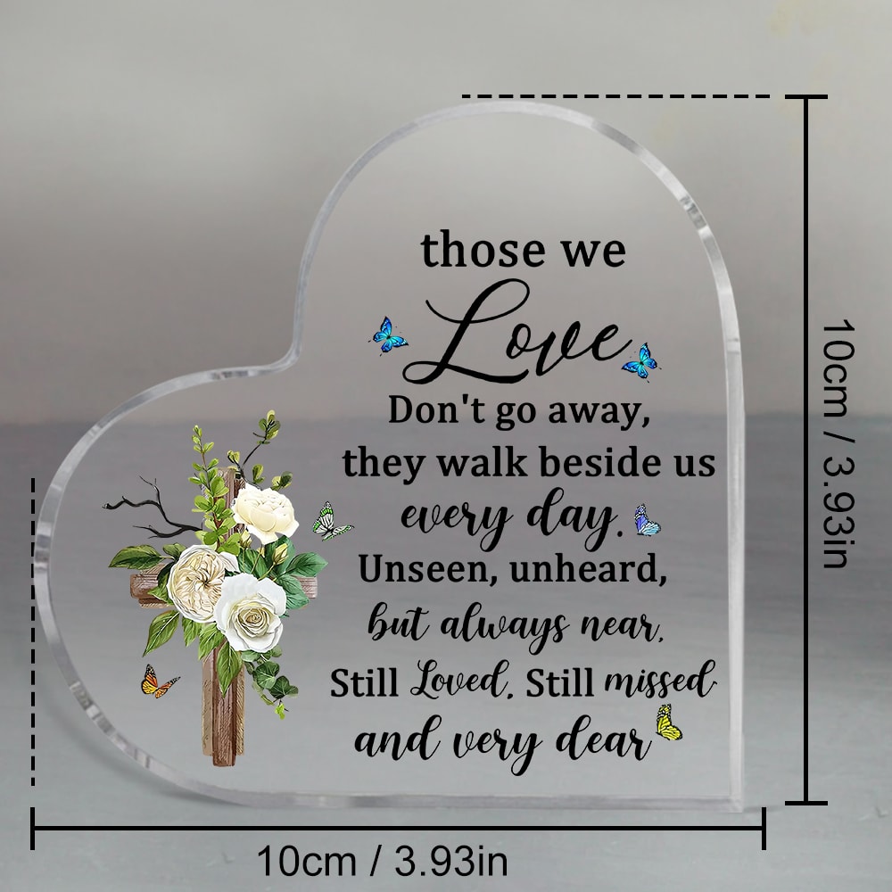 Heart Sympathy Bereavement Gift, Acrylic Memorial Gift, Loss of Loved One Remembrance Table Decor for Mom