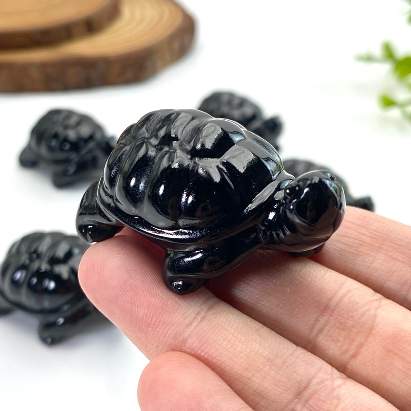 Obsidian Tortoise Carving for Home Decor, Ideal Festival Gift and Decoration