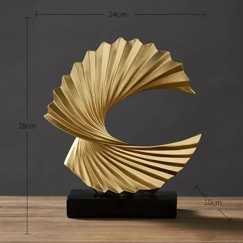 Sculpture Art Modern Resin Golden Statue for Living Room, Office Desk, Home Decor Accessories