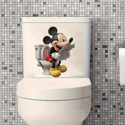 cute mickey mouse bathroom wall sticker, themed fun toilet sticker for windows, porches, mirrors
