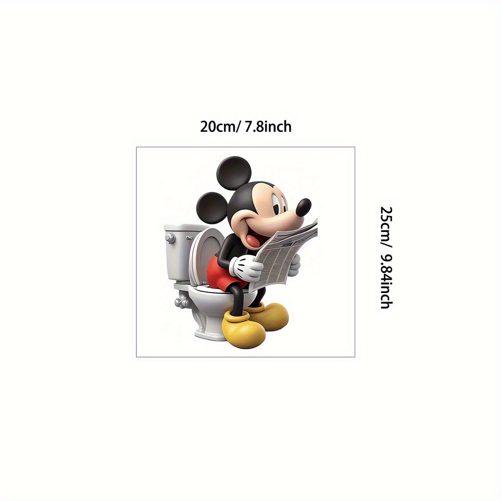 Cute Mickey Mouse Bathroom Wall Sticker, Themed Fun Toilet Sticker for Windows, Porches, Mirrors