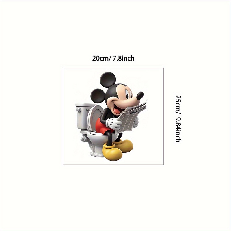 Cute Mickey Mouse Bathroom Wall Sticker, Themed Fun Toilet Sticker for Windows, Porches, Mirrors