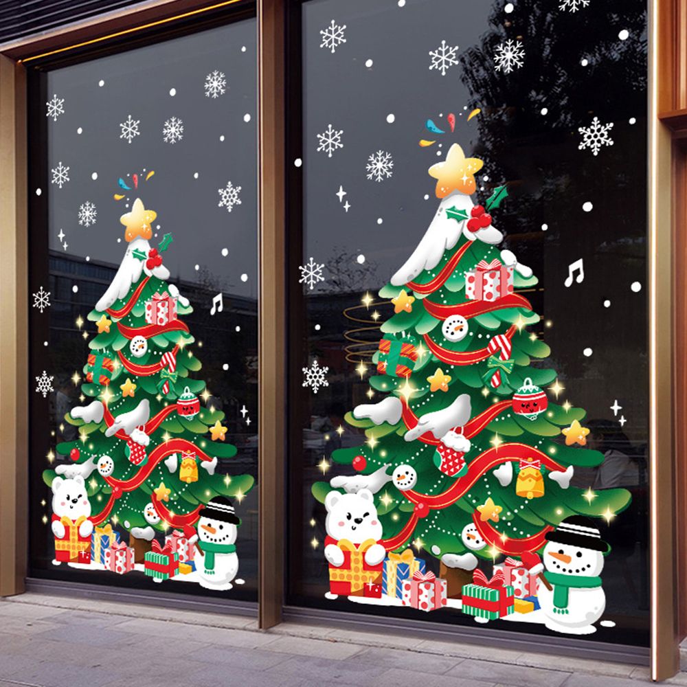 New Year Shop Christmas Decorations PVC Door Christmas Tree Wall Decals Christmas Stickers Wall Stickers Window Decals