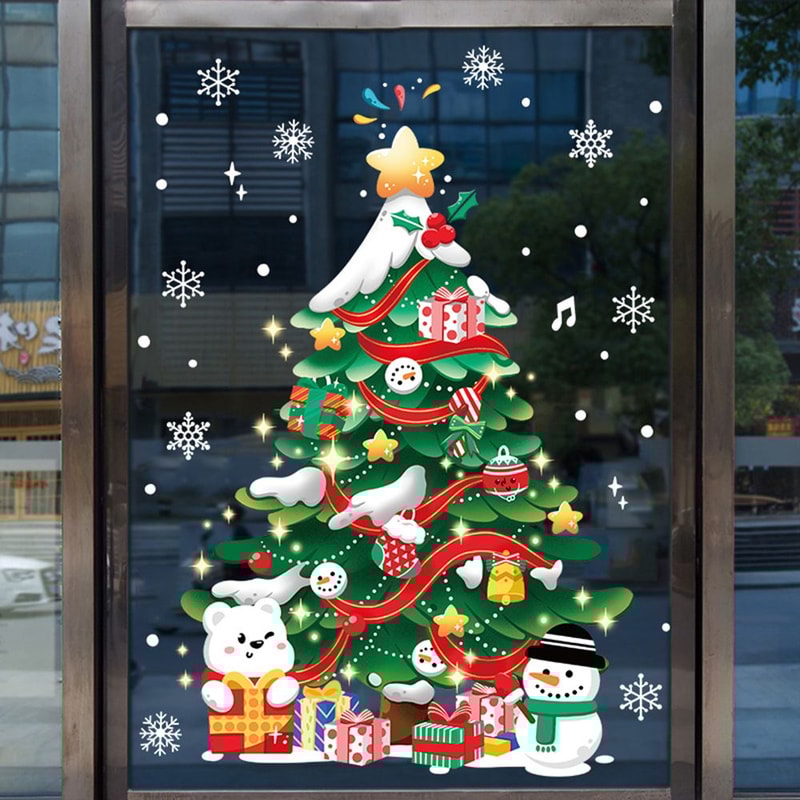 New Year Shop Christmas Decorations PVC Door Christmas Tree Wall Decals Christmas Stickers Wall Stickers Window Decals