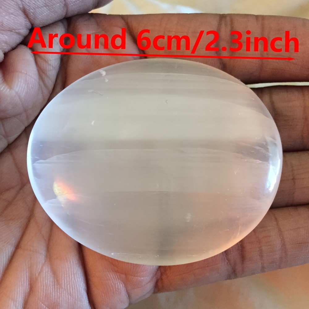 Oval Shape Polished Selenite Palm Crystal Stone, Natural Mineral Design for Meditation & Holiday Home Decor Gift