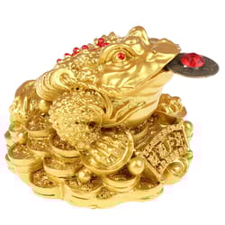 lucky feng shui toad, golden frog coin ornament, wealth fortune tabletop car gifts