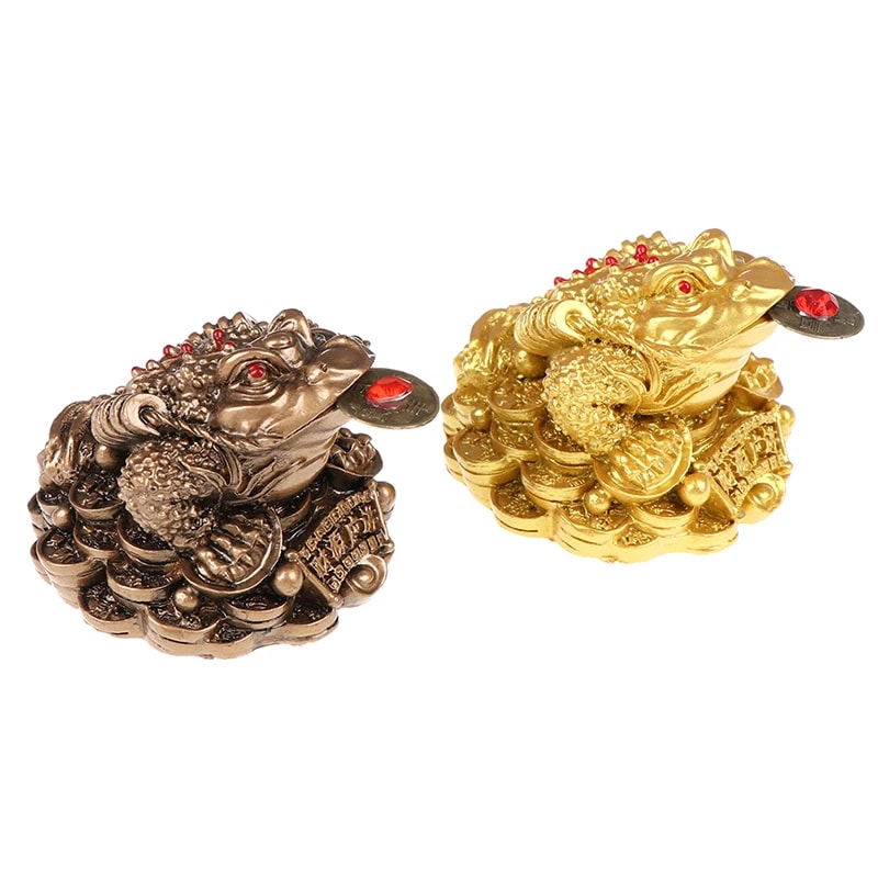 Lucky Feng Shui Toad, Golden Frog Coin Ornament, Wealth Fortune Tabletop Car Gifts