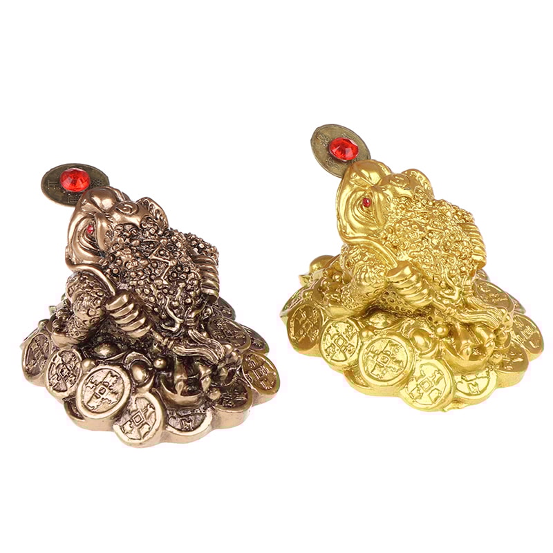 Lucky Feng Shui Toad, Golden Frog Coin Ornament, Wealth Fortune Tabletop Car Gifts