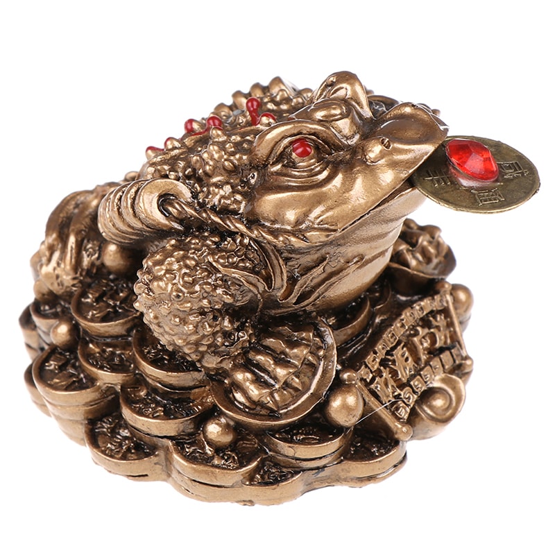 Lucky Feng Shui Toad, Golden Frog Coin Ornament, Wealth Fortune Tabletop Car Gifts
