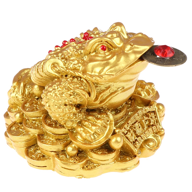 Lucky Feng Shui Toad, Golden Frog Coin Ornament, Wealth Fortune Tabletop Car Gifts