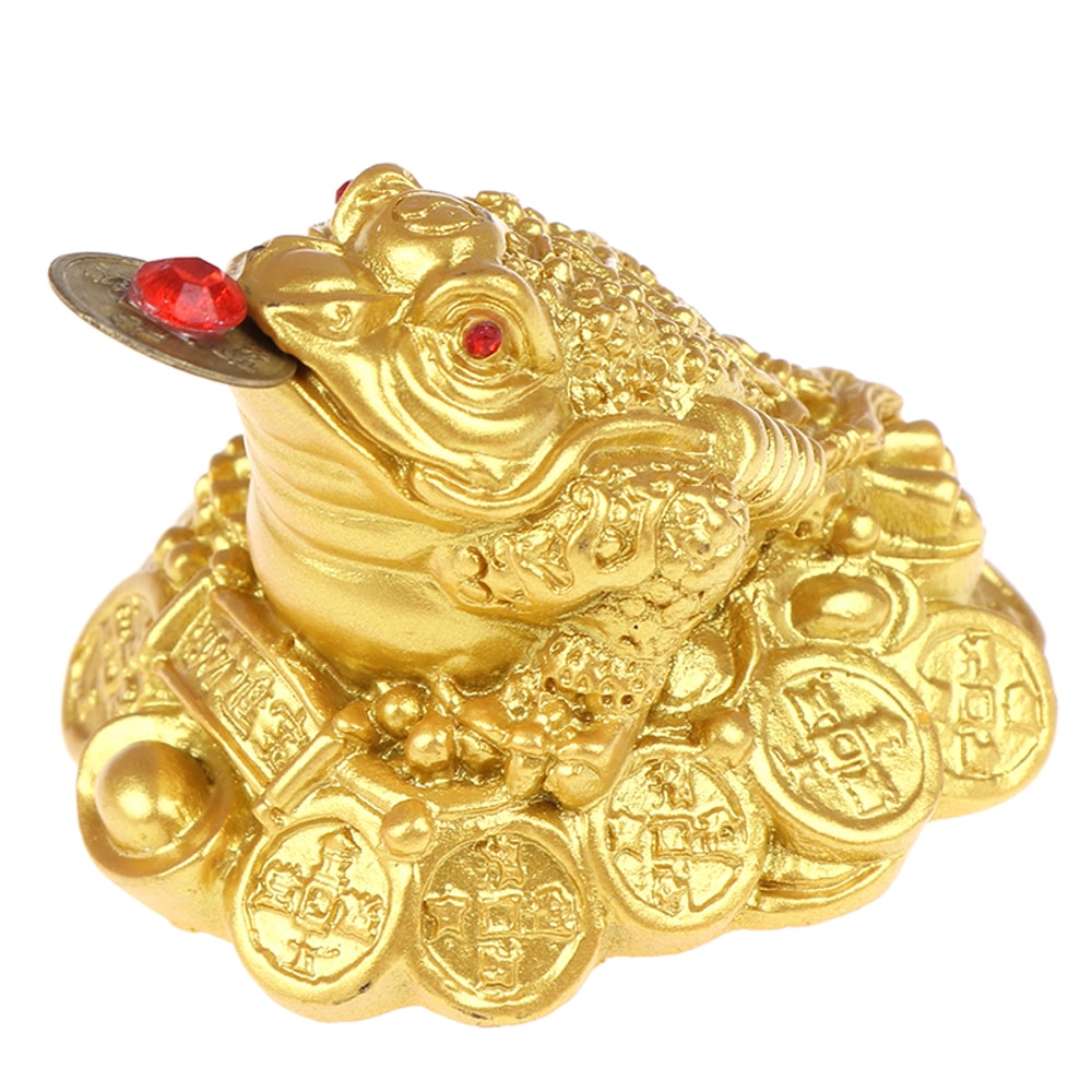 Lucky Feng Shui Toad, Golden Frog Coin Ornament, Wealth Fortune Tabletop Car Gifts