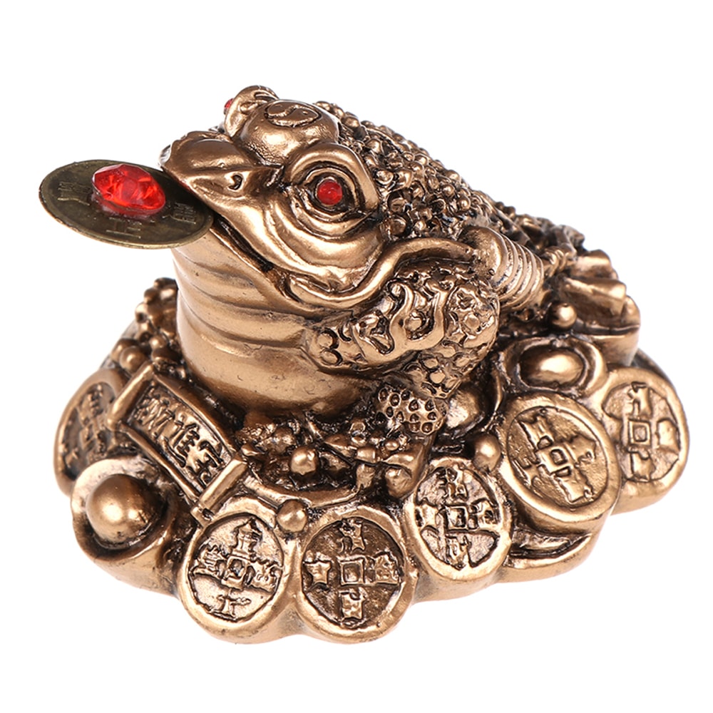 Lucky Feng Shui Toad, Golden Frog Coin Ornament, Wealth Fortune Tabletop Car Gifts