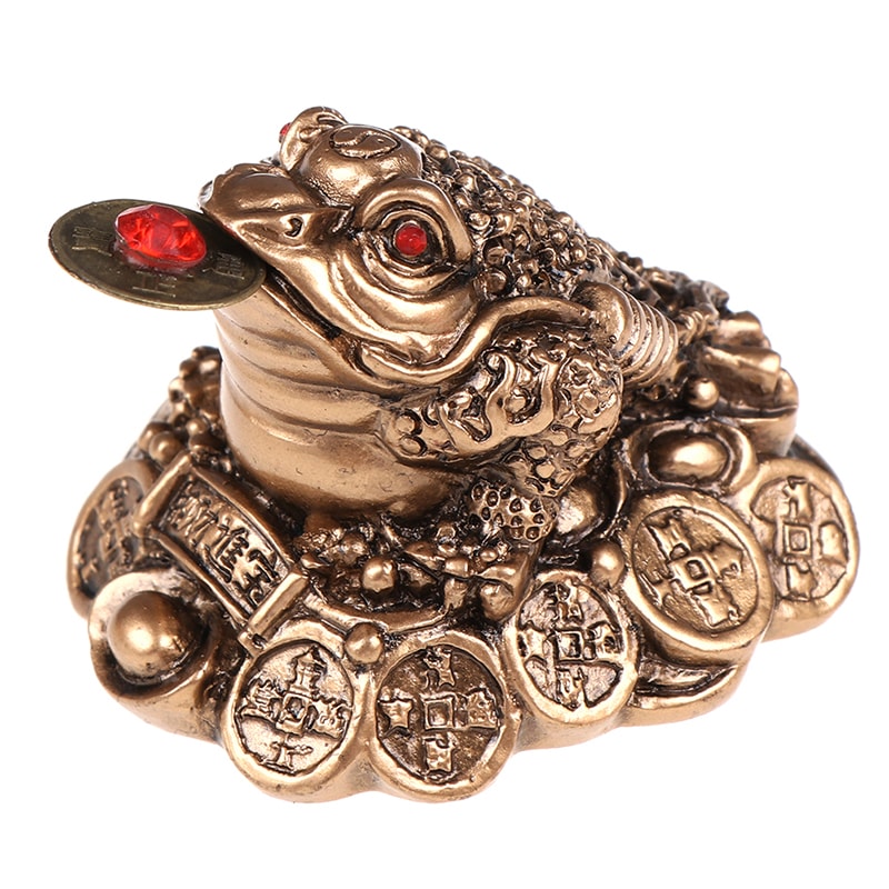 Lucky Feng Shui Toad, Golden Frog Coin Ornament, Wealth Fortune Tabletop Car Gifts