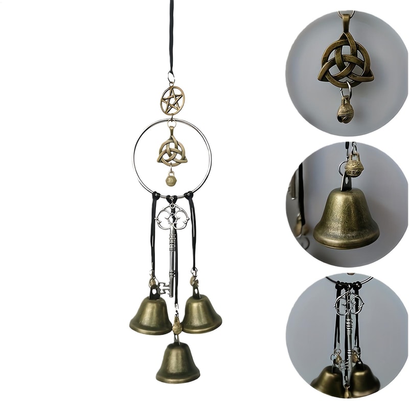 Witch Bells for Door, Vintage Wind Chimes Ornament for Balcony, Garden for Halloween Christmas