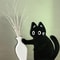 Fridge Magnet Black Cat Pushing Vase, Cat Whisker Memorial Box, Home Office Decor for Gift