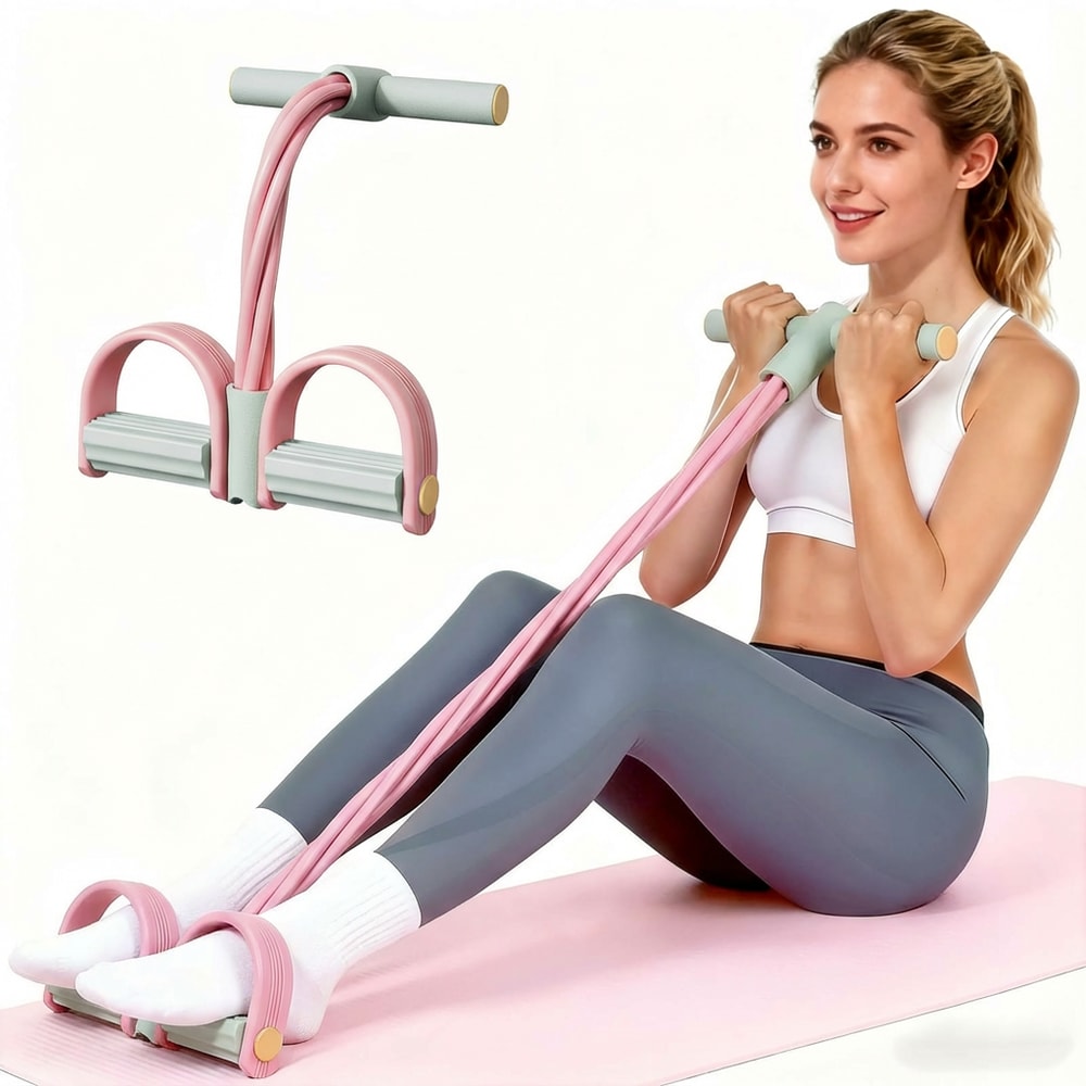 Sit-Up Assist Non-Slip Foot Pedal Resistance Band for Slim Legs, Tight Waist & Toned Arms – Home Fitness Tool