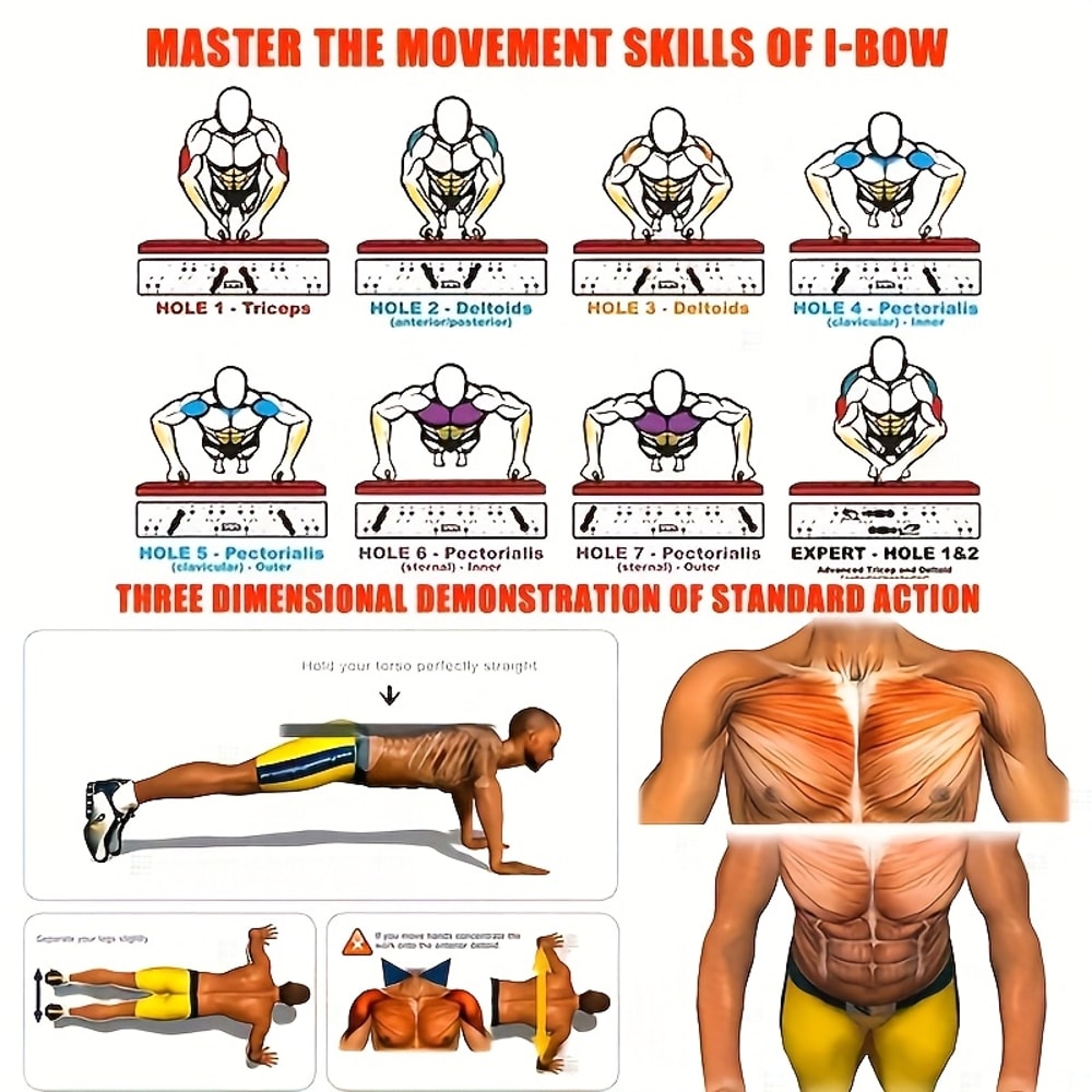 Foldable Portable Multifunctional PushUp Board Set With Handles Fitness Equipment For Arms Chest Ab 3