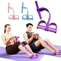 elastic exercise bands with figure & foot pedal for body stretching, yoga, and gym workouts