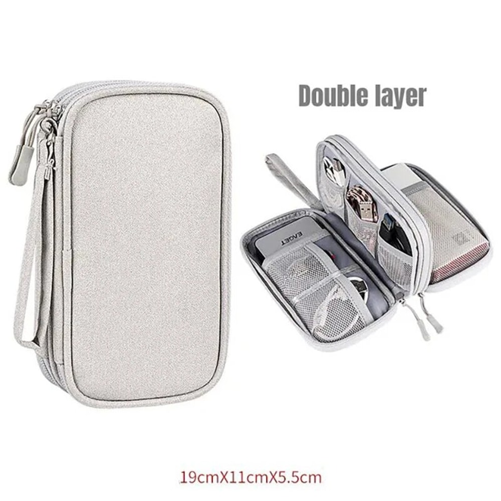 Portable Waterproof Double Layer Cable Organizer Pouch Tech Gadget Travel Case For Power Bank Charg 1