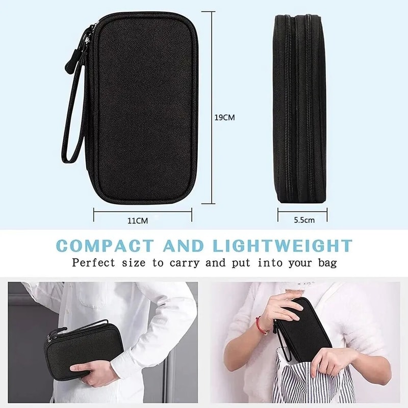 Portable Waterproof Double Layer Cable Organizer Pouch Tech Gadget Travel Case For Power Bank Charg 3