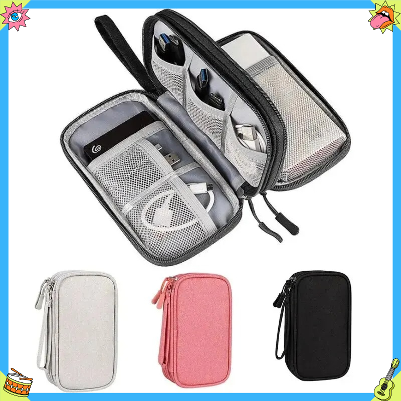Portable Waterproof Double Layer Cable Organizer Pouch Tech Gadget Travel Case For Power Bank Charg 4