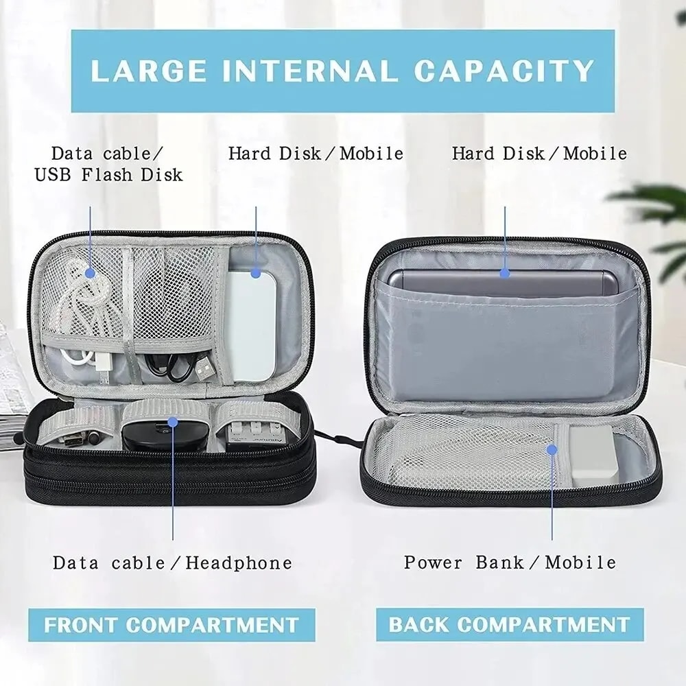 Portable Waterproof Double Layer Cable Organizer Pouch Tech Gadget Travel Case For Power Bank Charg 5