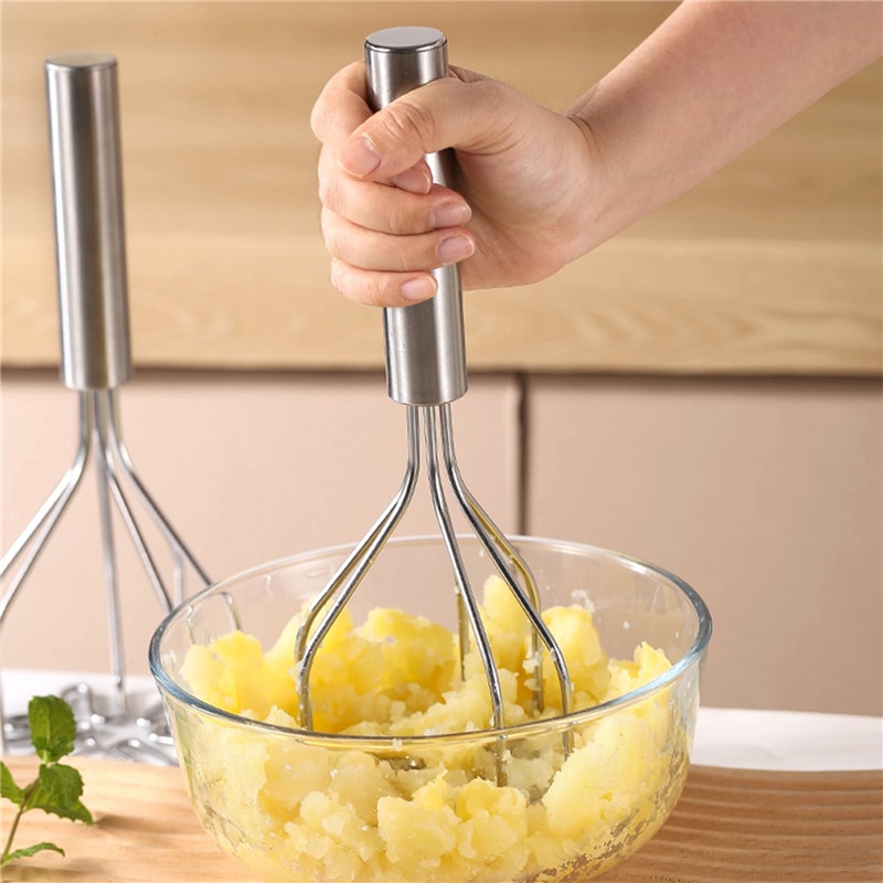 Stainless Steel Masher Ricer for Potatoes, Fruit Crusher, Puree Juice Maker Kitchen Tool, Smooth Mashed Potatoes Pusher