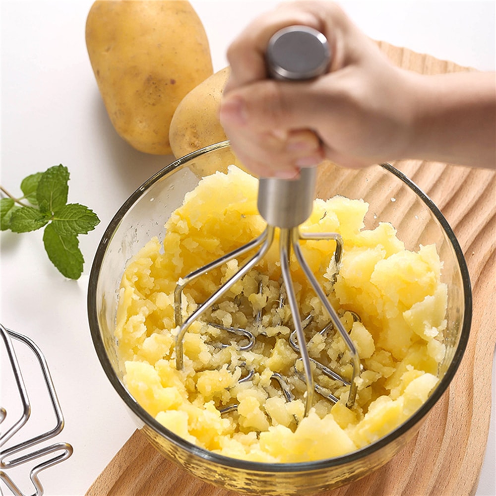 Stainless Steel Masher Ricer for Potatoes, Fruit Crusher, Puree Juice Maker Kitchen Tool, Smooth Mashed Potatoes Pusher