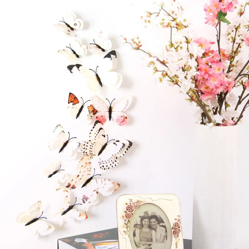 Wedding Party Fridge Decoration, Double-layer Butterfly Art Wall Stickers for Home, DIY Wall