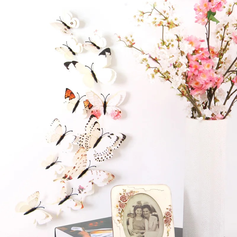 Wedding Party Fridge Decoration, Double-layer Butterfly Art Wall Stickers for Home, DIY Wall
