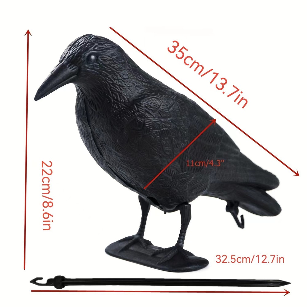 Realistic Crow Scarer Bird Decor, Lifelike Plastic Pigeon & Crow for Garden & Yard Protection