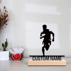 sports enthusiast personalized custom run metal statues with wooden base, romantic bedroom commemorative gift