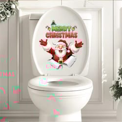christmas wall sticker santa claus, self-adhesive removable decoration for bedroom, bathroom, toilet with english slogan