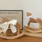 Heirloom Wooden Rocking Horse HandCarved Montessori Nursery Decor with Organic Cotton Bow FSC Oak Toy Non-Toxic Baby Shower Gift