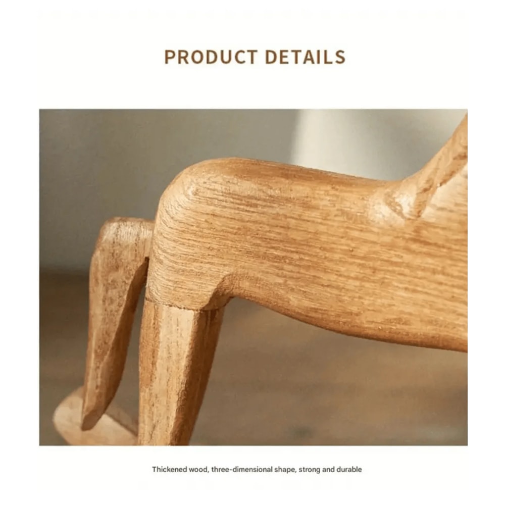 Heirloom Wooden Rocking Horse HandCarved Montessori Nursery Decor with Organic Cotton Bow FSC Oak Toy Non-Toxic Baby Shower Gift