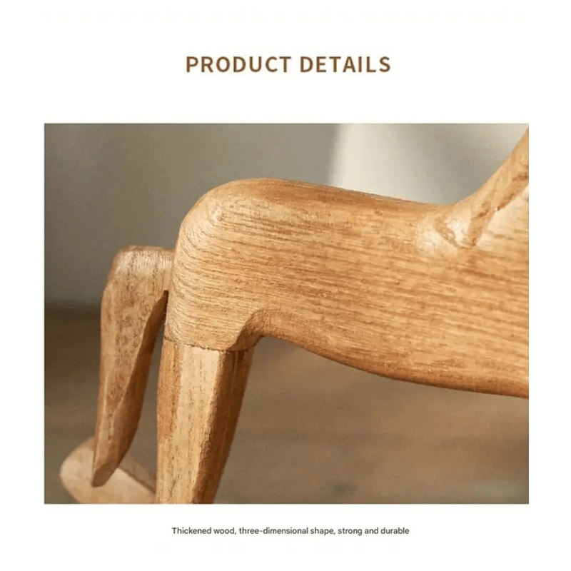 Heirloom Wooden Rocking Horse HandCarved Montessori Nursery Decor with Organic Cotton Bow FSC Oak Toy Non-Toxic Baby Shower Gift