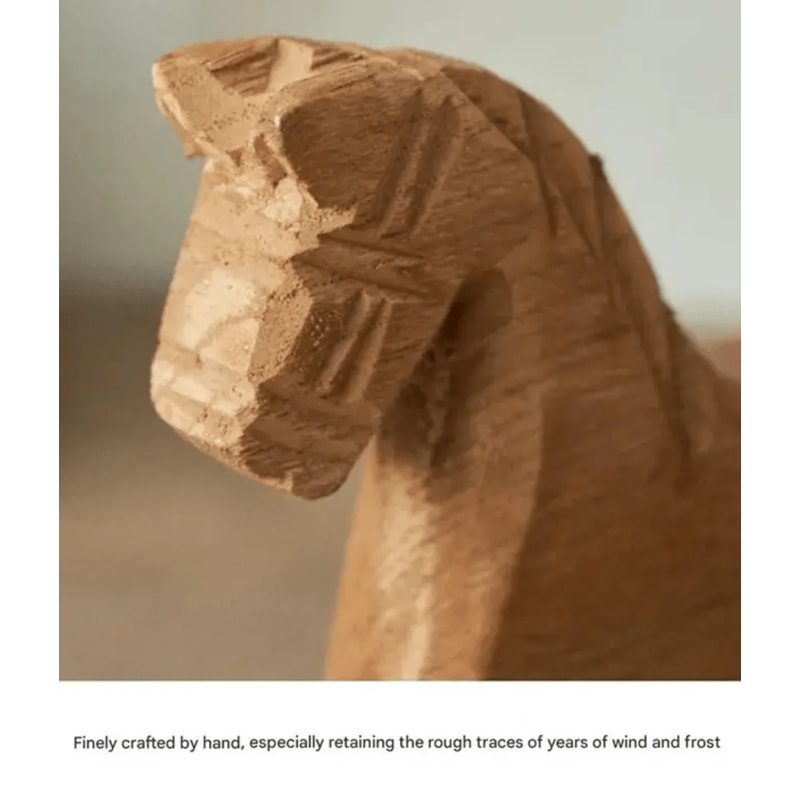 Heirloom Wooden Rocking Horse HandCarved Montessori Nursery Decor with Organic Cotton Bow FSC Oak Toy Non-Toxic Baby Shower Gift