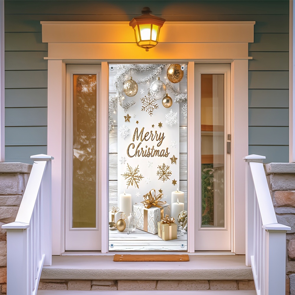 Holiday Decoration Door Frame Banner, Themed Door Banner with Gift Box and Snowflake Design