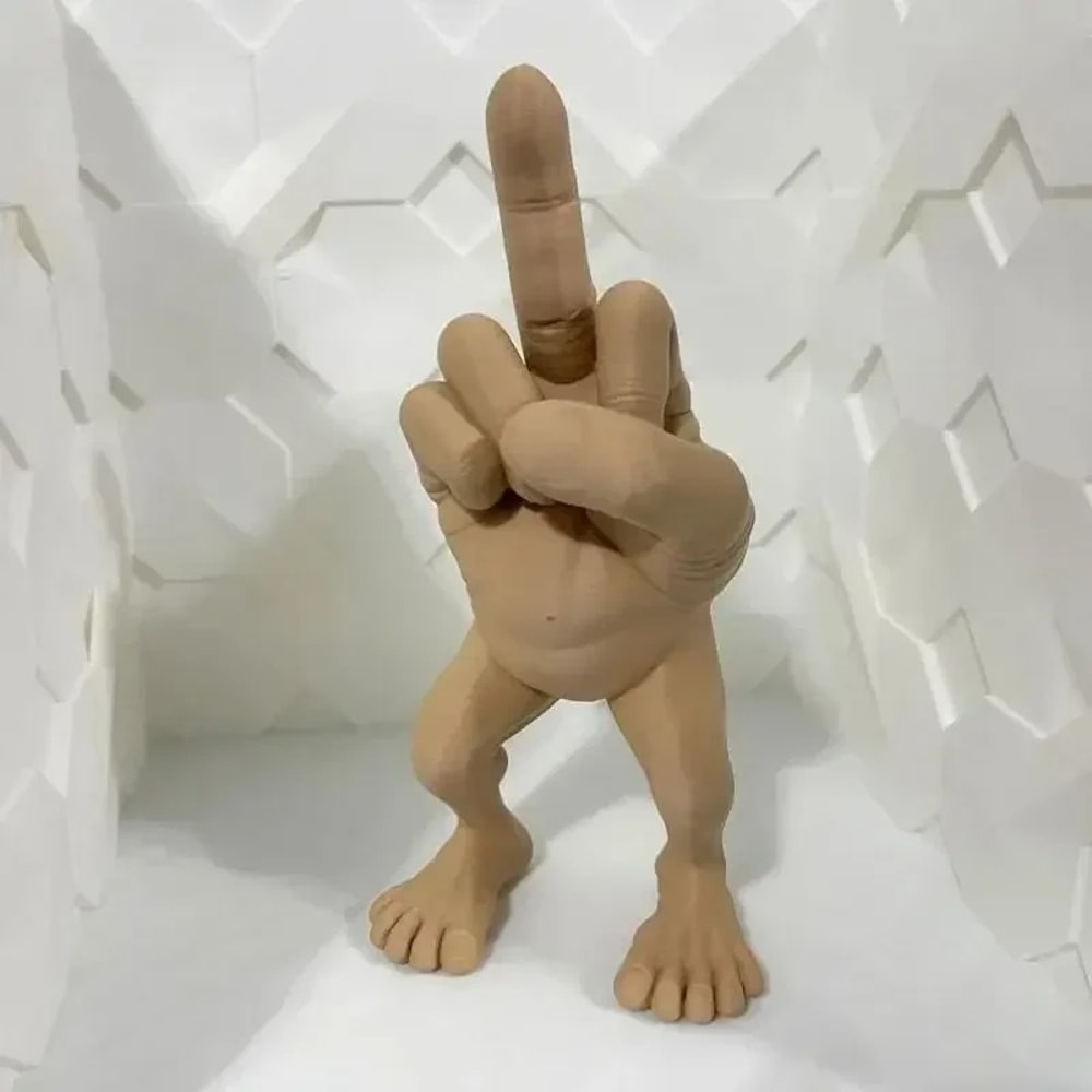 Funny Decorations Middle Finger with Legs Statue, Car Desk Ornament for Home or Office