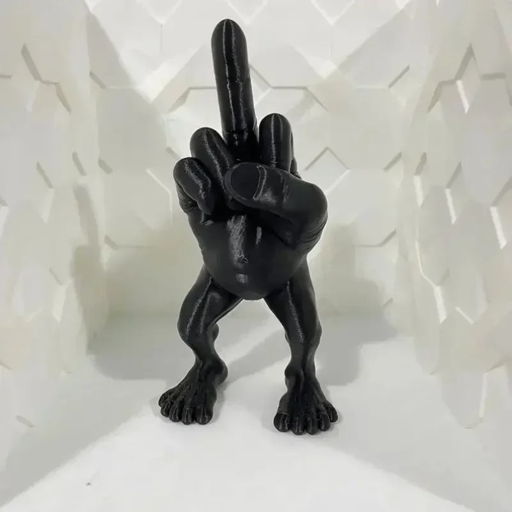 Funny Decorations Middle Finger with Legs Statue, Car Desk Ornament for Home or Office