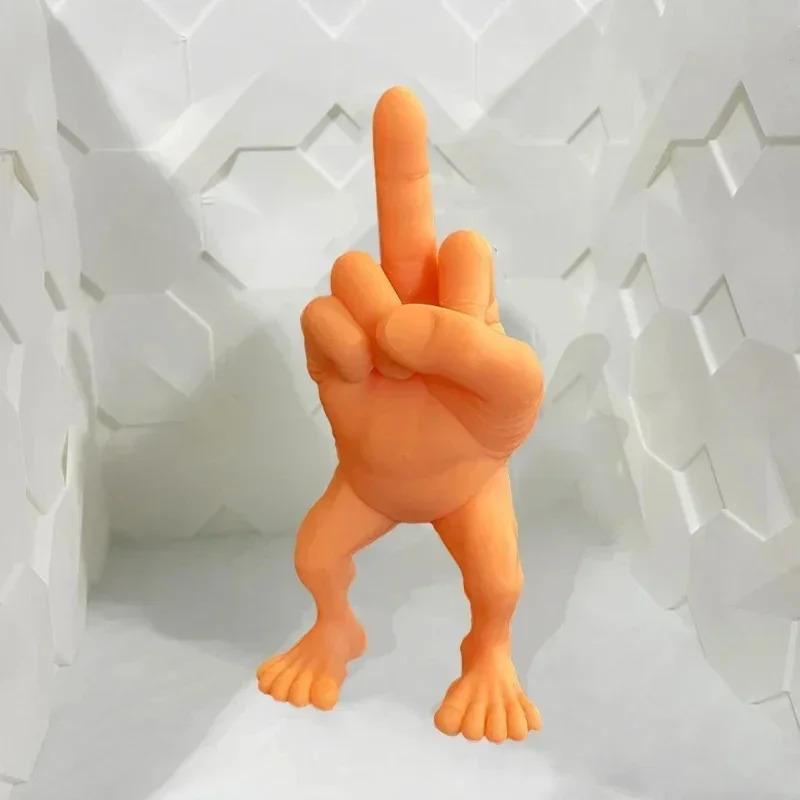 Funny Decorations Middle Finger with Legs Statue, Car Desk Ornament for Home or Office