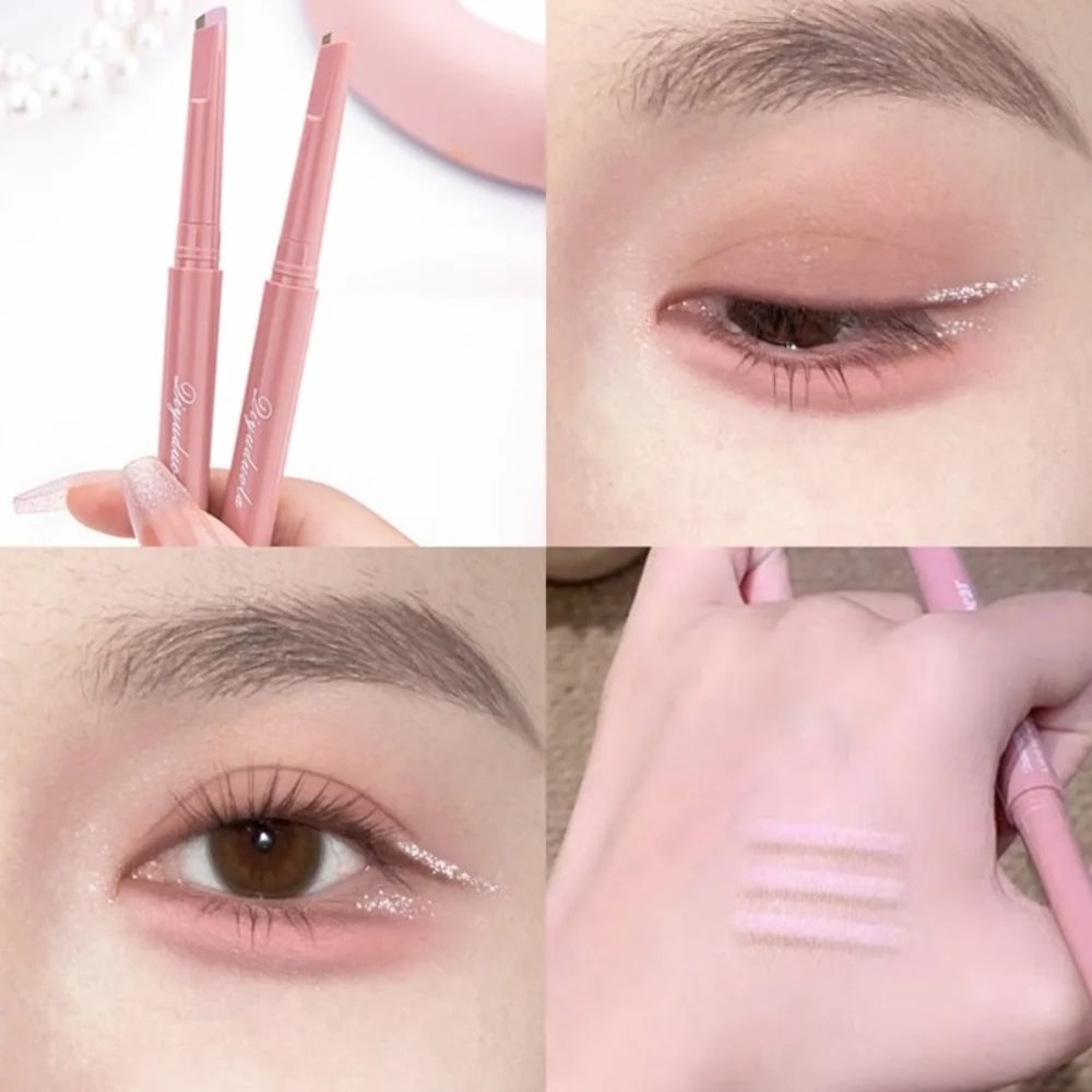 Natural Dual-Color Lying Silkworm Aegyo Sal Pencil, Waterproof Under-Eye Highlighter and Contour Makeup Pen