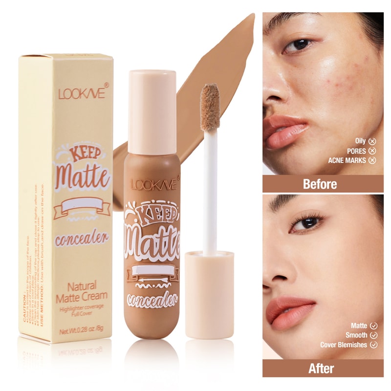 Natural Matte Concealer Cream Moisturizing Full Coverage Acne Dark Circle 4