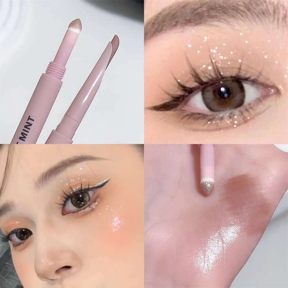 Diamond Glitter Matte Aegyosal Pen, Double-end Lying Silkworm Eyeliner for Cream Shadow Highlighter Makeup