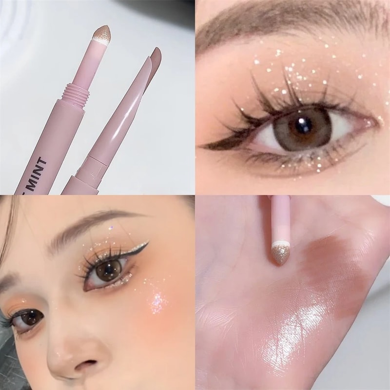Diamond Glitter Matte Aegyosal Pen, Double-end Lying Silkworm Eyeliner for Cream Shadow Highlighter Makeup