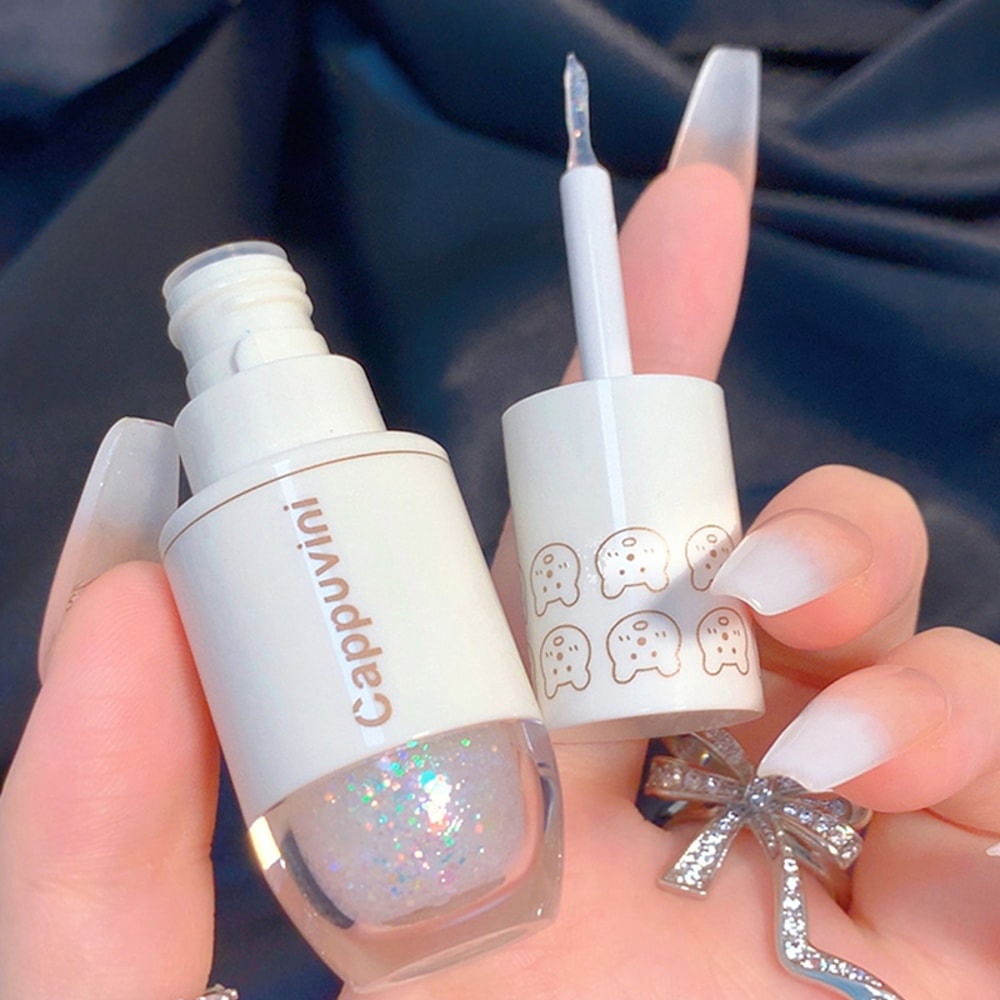 High Gloss Cappuvini Star Dots Liquid Eye Shadow, Pearlescent Fine Flashing, Easy Dizzy Cubs Bowling Ball Effect