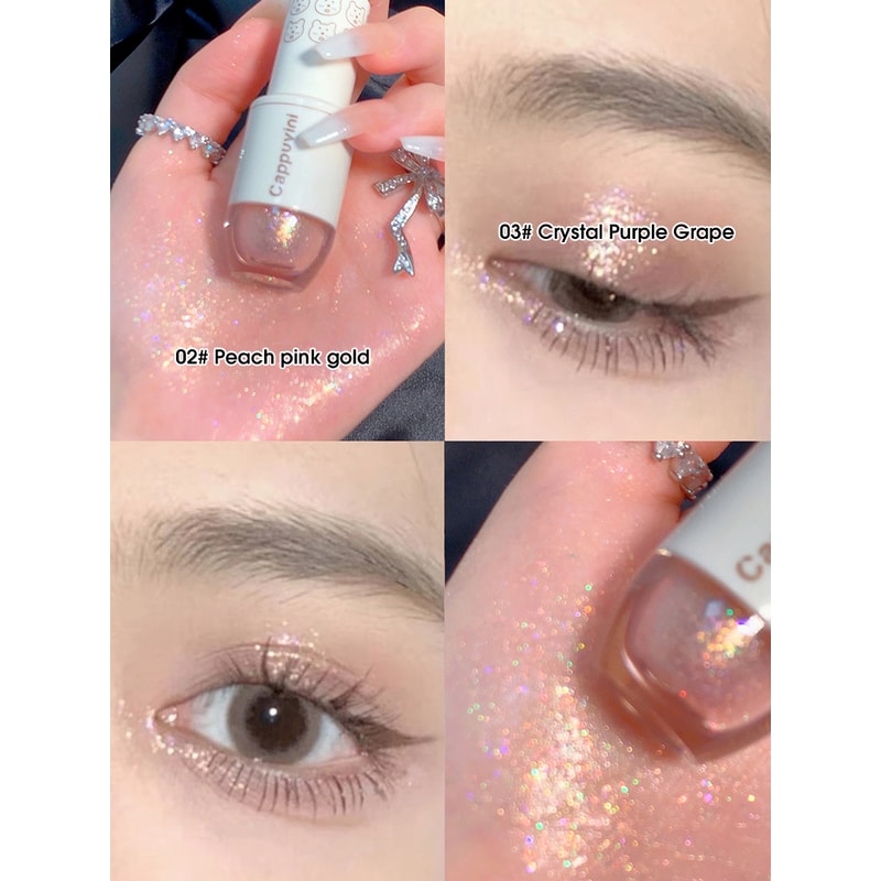 High Gloss Cappuvini Star Dots Liquid Eye Shadow, Pearlescent Fine Flashing, Easy Dizzy Cubs Bowling Ball Effect