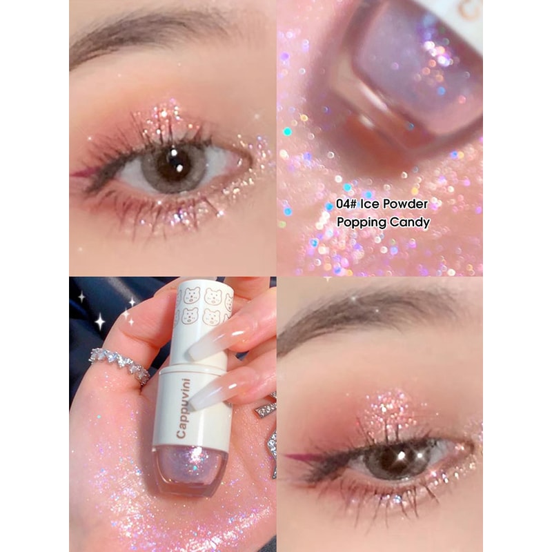 High Gloss Cappuvini Star Dots Liquid Eye Shadow, Pearlescent Fine Flashing, Easy Dizzy Cubs Bowling Ball Effect