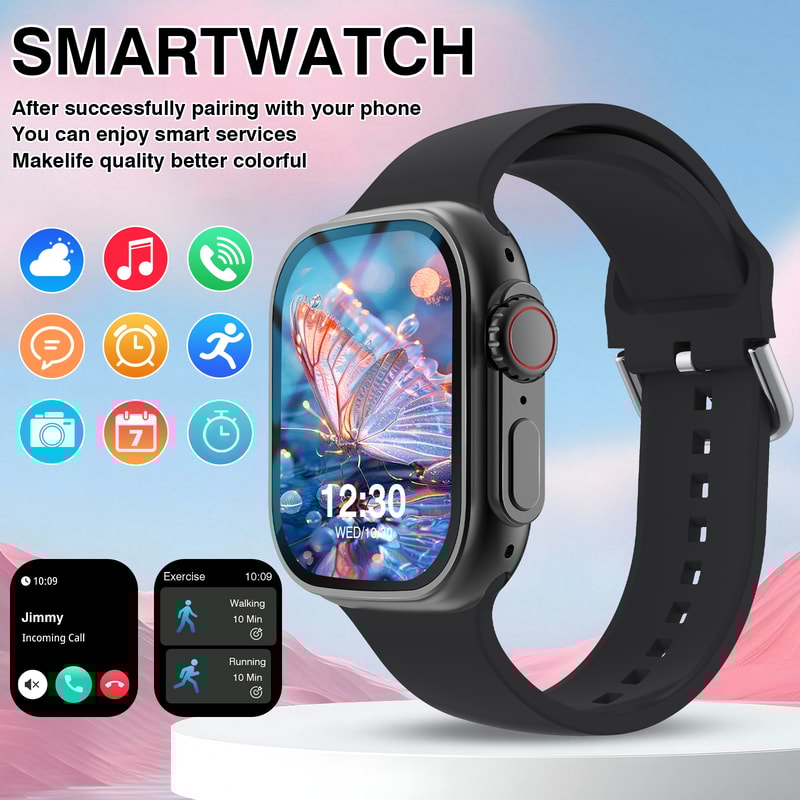 Waterproof Smartwatch with Wireless Call and Fitness Clock Health Monitor for Men and Women